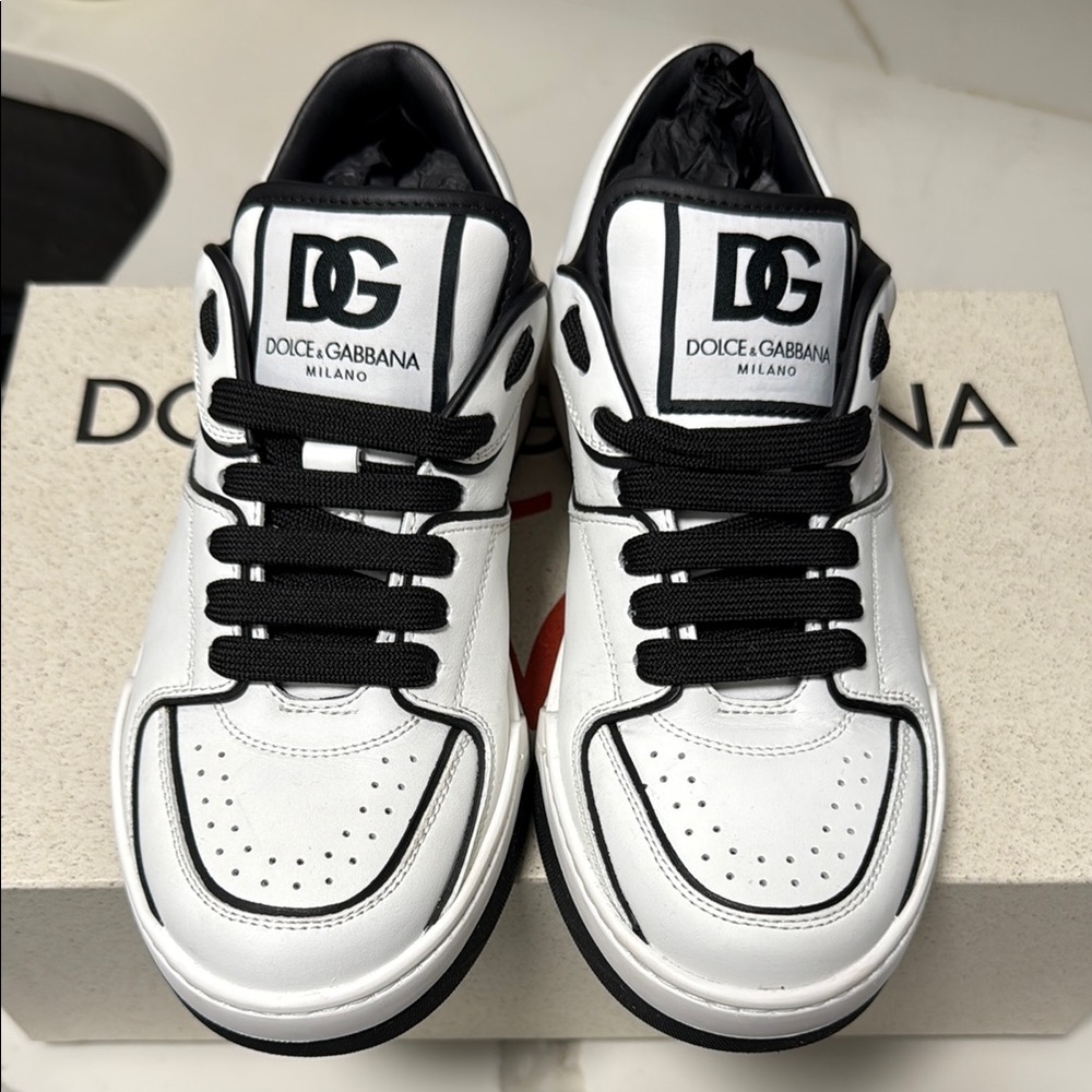 Dolce & Gabbana New Roma Leather Sneakers White Black Women’s EU 37 NWT
